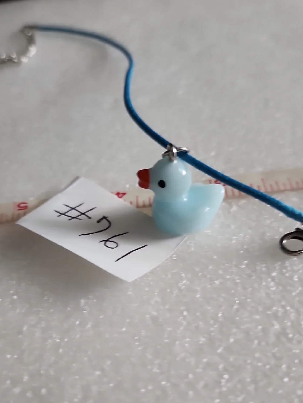 Hand Crafted Light Blue Duck Charm Bracelet / Anklet Blue Cord